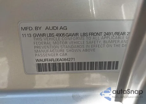 2014 Audi A4 2.0T Premium from USA, damaged, VIN WAUFFAFL0EA084271